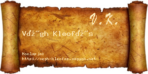 Végh Kleofás névjegykártya